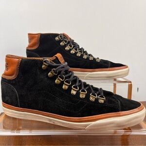 Vans 2010 Mid Skool 77 Hiker Black Suede Brown Leather Size9.5 Lace Up Taiwan
